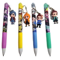 Anime Demon Slayer Kimetsu No Yaiba İblis Avcısı Figürlü 4 Adet Tükenmez Kalem Seti