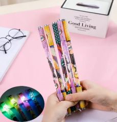 Anime Demon Slayer Kimetsu No Yaiba İblis Avcısı Renkli Işıklı Led 4 Adet Tükenmez Kalem Seti