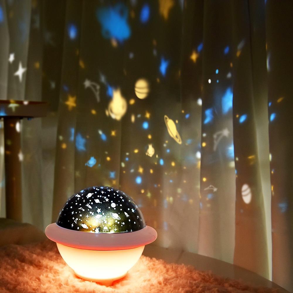 Ufo Gece Lambası Projeksiyonlu Çok Renkli 3 Farklı Model Pembe Çocuk Odası Aydınlatma