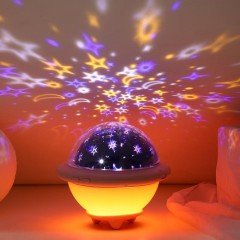 Ufo Gece Lambası Projeksiyonlu Çok Renkli 3 Farklı Model Pembe Çocuk Odası Aydınlatma