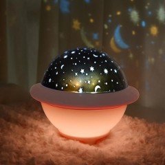 Ufo Gece Lambası Projeksiyonlu Çok Renkli 3 Farklı Model Pembe Çocuk Odası Aydınlatma