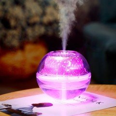 Kristal Hava Nemlendiricisi Projeksiyonlu Gece Lambası Çok Renkli Çocuk Odası Aydınlatma