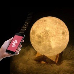 Bluetooth Hoparlörlü Ay Gece Lambası 16 Renkli Dokunmatik Uzaktan Kumandalı 20 Cm Dolunay