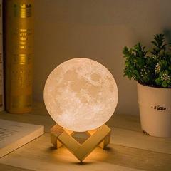 3D Ay Moon Lamba Standlı Gece Lambası 12 Cm