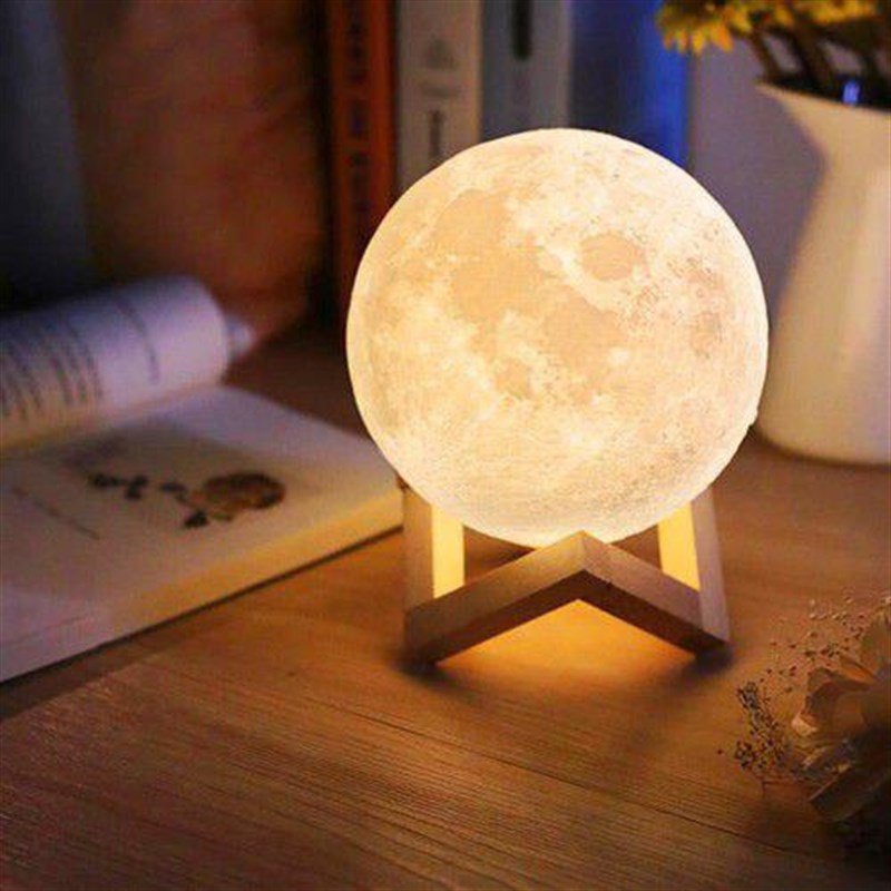 3D Ay Moon Lamba Standlı Gece Lambası 15 Cm