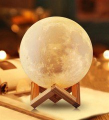 3D Ay Moon Lamba Standlı Gece Lambası 15 Cm