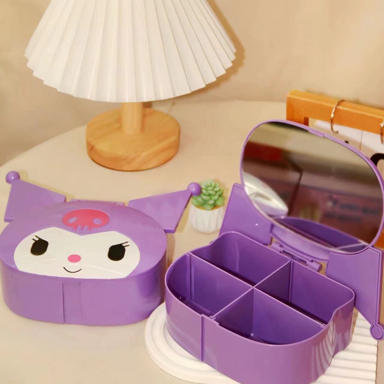 Sanrio Kuromi Masa Aynası Saklama Kutusu Takı Organizatör Kutusu Kapaklı