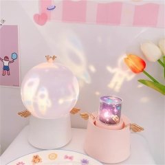 Beyaz Melek Projektör Müzik Kutusu Dönen Şarjlı Star Master Gece Lambası