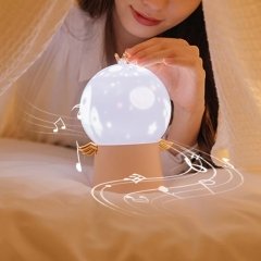 Beyaz Melek Projektör Müzik Kutusu Dönen Şarjlı Star Master Gece Lambası