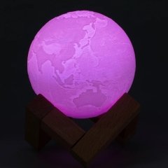 3D Renk Değiştiren Dünya Gece Lambası Stantlı