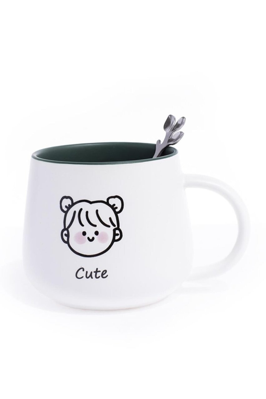 Kids Kaşıklı Seramik Kupa Bardak