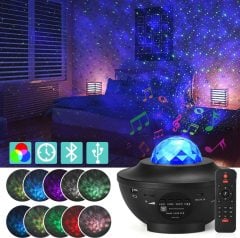 Starry Night Galaxy Led Projektör Lamba Bluetooth Hoparlör Kumandalı