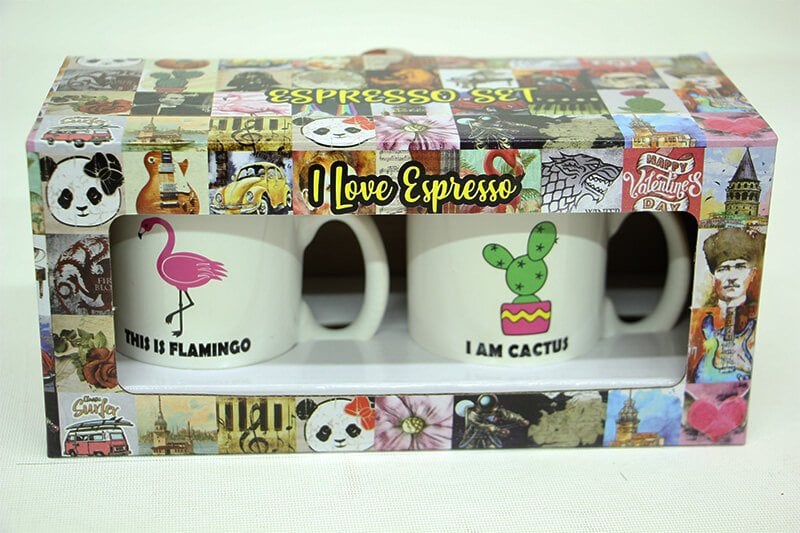 Espresso 2'li Kupa Seti Flamingo Kaktüs