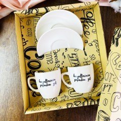 Özel Kutulu Hayallerinin Peşinden Git Türk Kahvesi Fincanı Seti