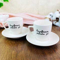 Özel Kutulu Hayallerinin Peşinden Git Türk Kahvesi Fincanı Seti