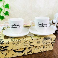 Özel Kutulu Hayallerinin Peşinden Git Türk Kahvesi Fincanı Seti