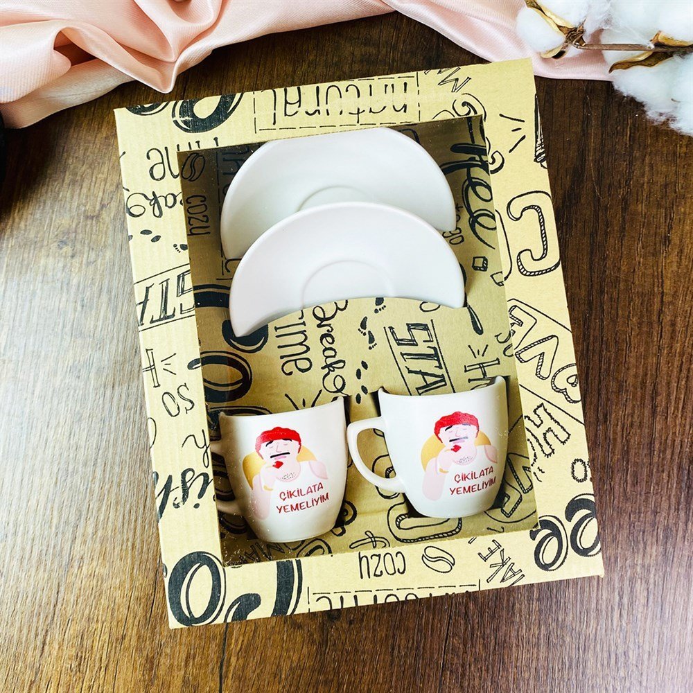 Özel Kutulu Çikilata Yemeliyim Türk Kahvesi Fincanı Seti