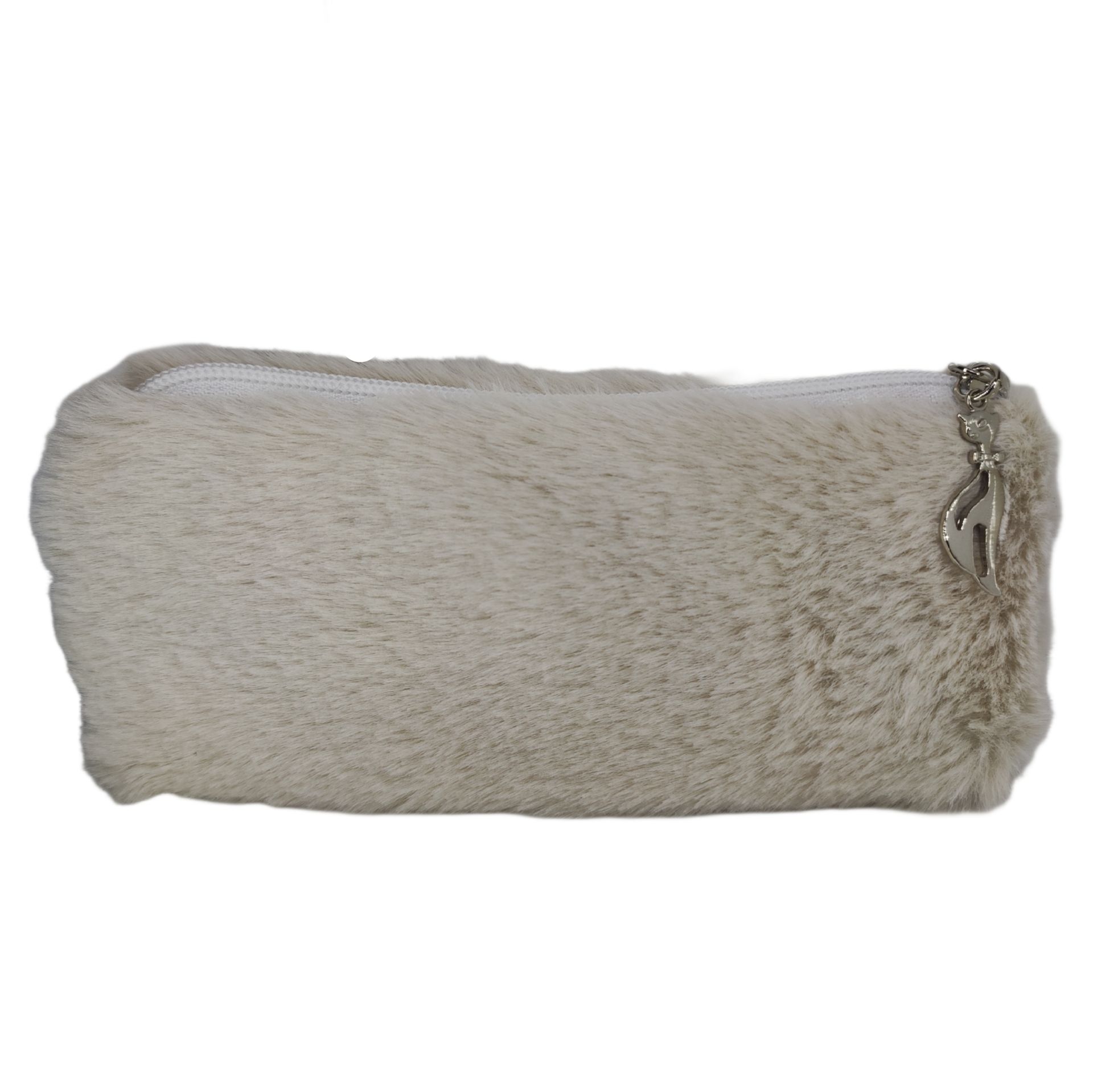 Krem Peluş Kalemlik El Çantası Cüzdan Peluş Tüylü Kalem Kutusu