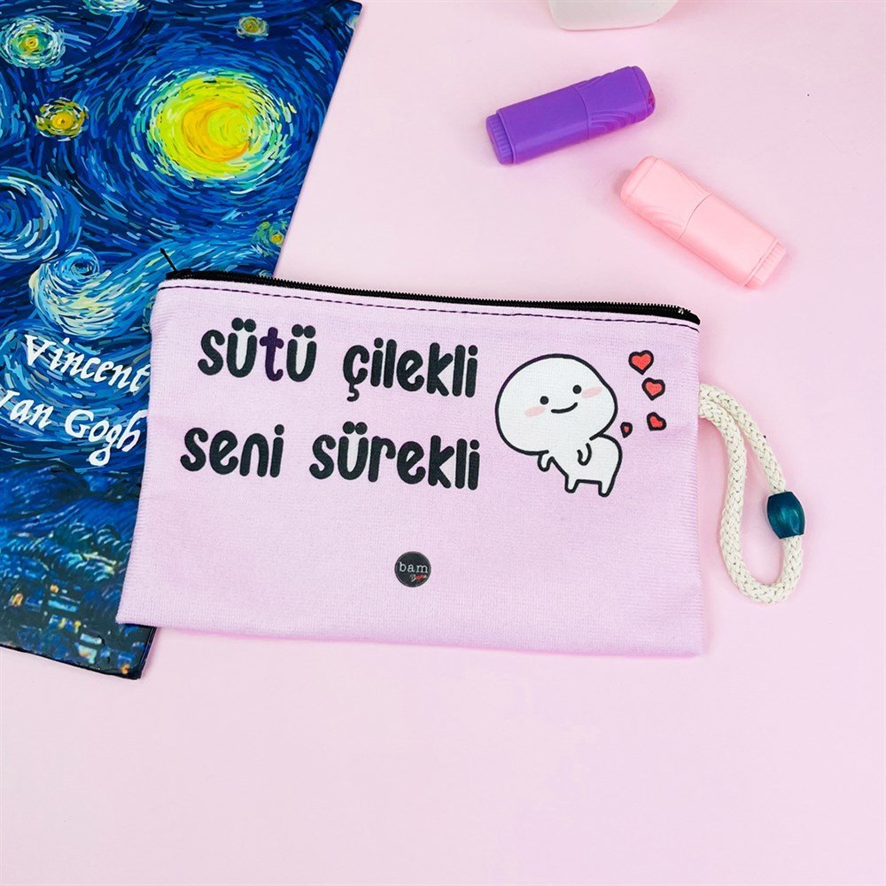 Sütü Çilekli Seni Sürekli Tasarımlı Kalemlik