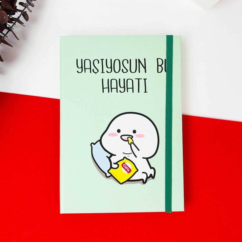 Yaşıyosun Bu Hayatı Tasarımlı Lastikli Defter