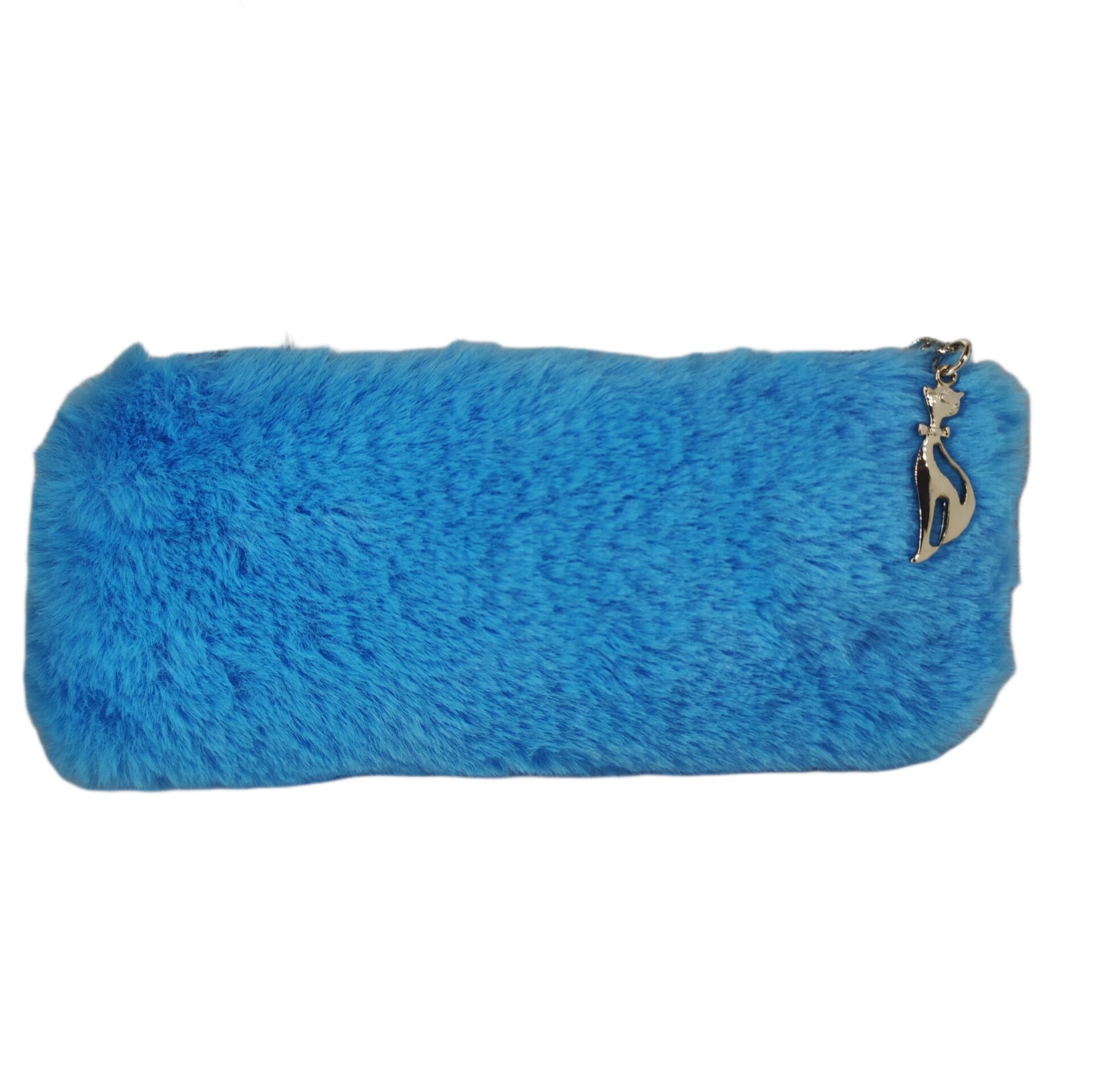 Mavi Peluş Kalemlik El Çantası Cüzdan Peluş Tüylü Kalem Kutusu