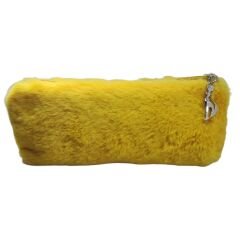 Sarı Peluş Kalemlik El Çantası Cüzdan Peluş Tüylü Kalem Kutusu