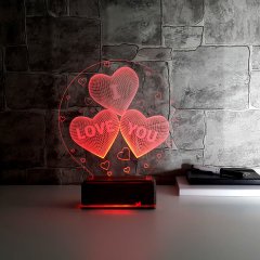 3D I Love You Kalp Ledli Gece Lambası Renk Değiştiren