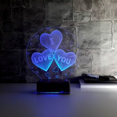 3D I Love You Kalp Ledli Gece Lambası Renk Değiştiren