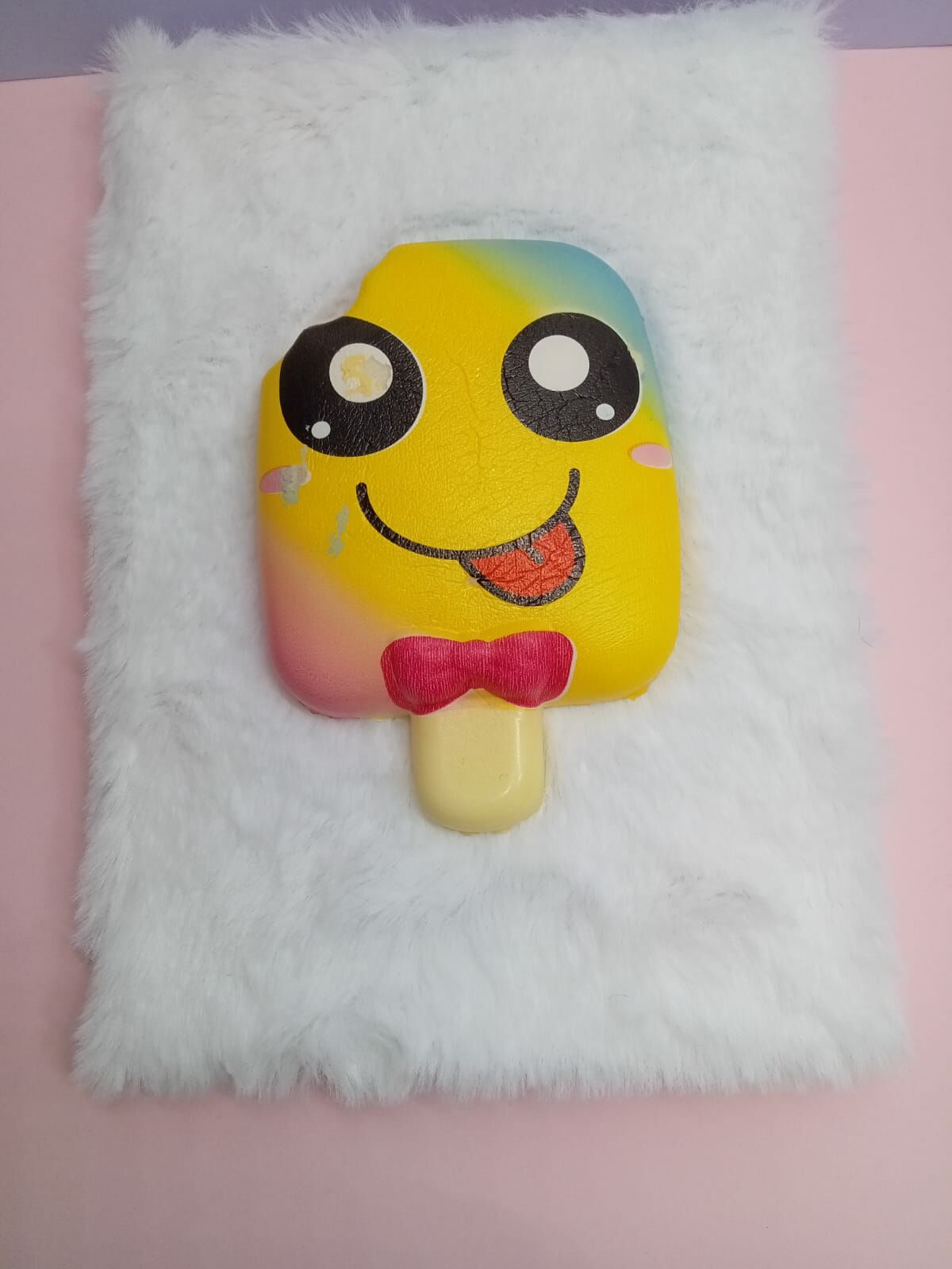 Beyaz Dondurma Squishy Peluş Çizgili Defter A5