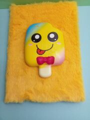 Sarı Dondurma Squishy Peluş Çizgili Defter A5