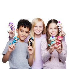 Hareketli İnteraktif Parmak Bebek Maymun - Happy Monkey mavi