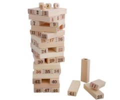 Ahşap Numaralı Blok Denge ve Beceri Oyunu Jenga (48 Parça)
