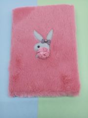 Gül Kurusu Tavşan Peluş Çizgili Defter A5