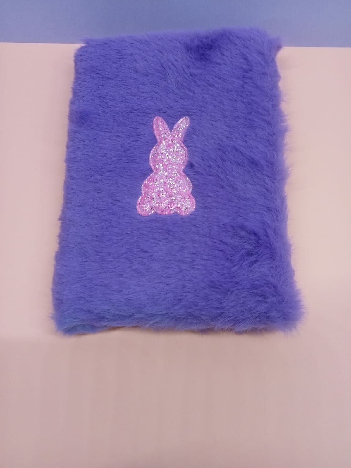 Mor Tavşan Peluş Çizgili Not Defteri
