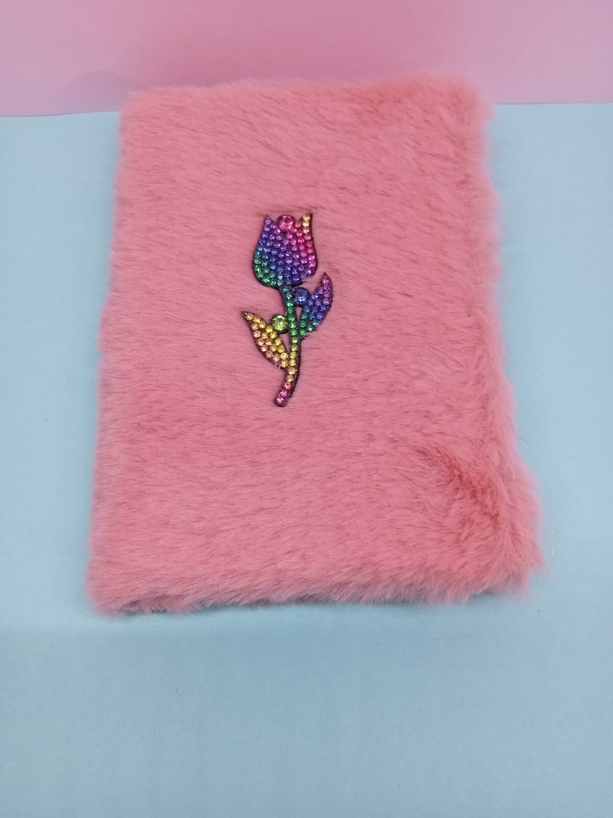 Gül Kurusu Renkli Gül Peluş Çizgili Not Defteri