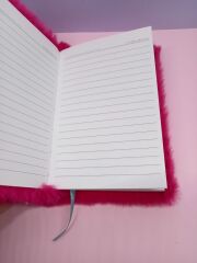 Gül Kurusu Renkli Gül Peluş Çizgili Not Defteri