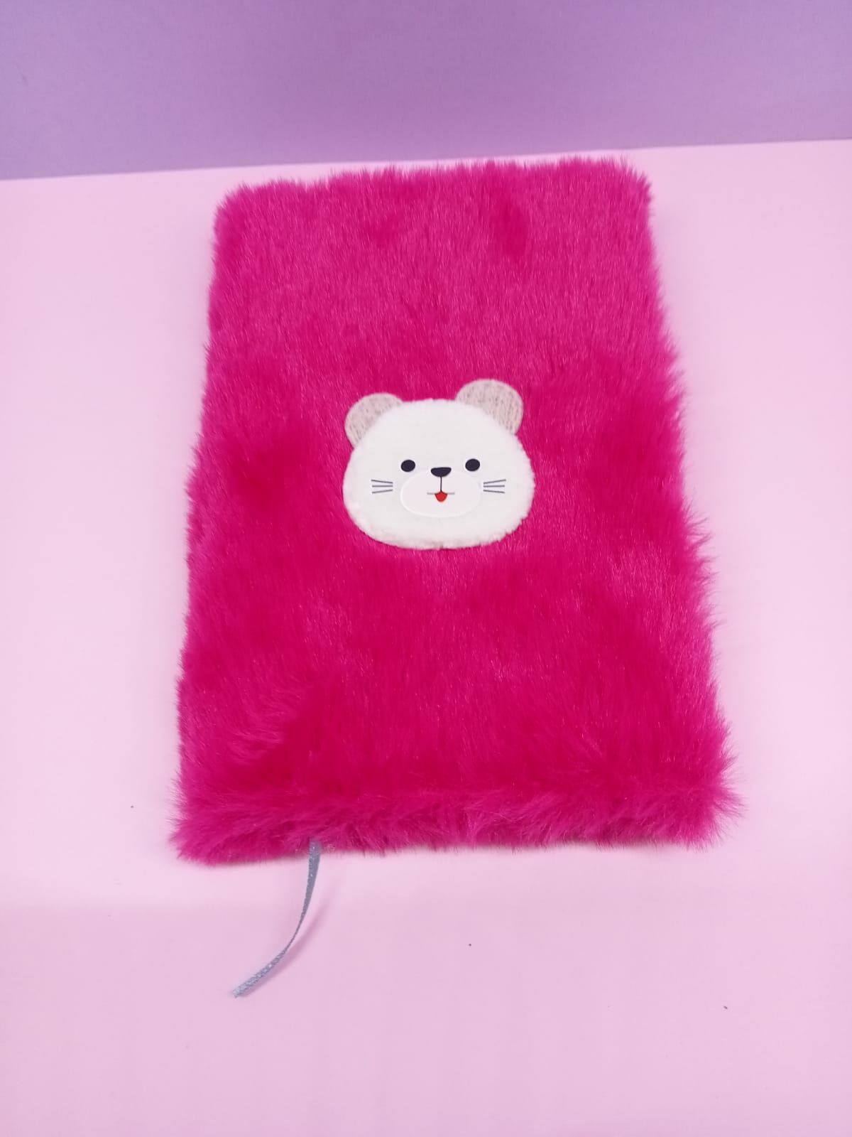 Pembe Sevimli Ayı Peluş Çizgili Not Defteri