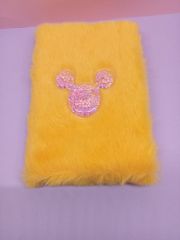 Sarı Pullu Mickey Mouse Peluş Çizgili Not Defteri