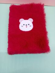 Kırmızı Sevimli Ayı Peluş Çizgili Not Defteri