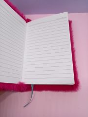 Sarı Kiraz Peluş Çizgili Not Defteri