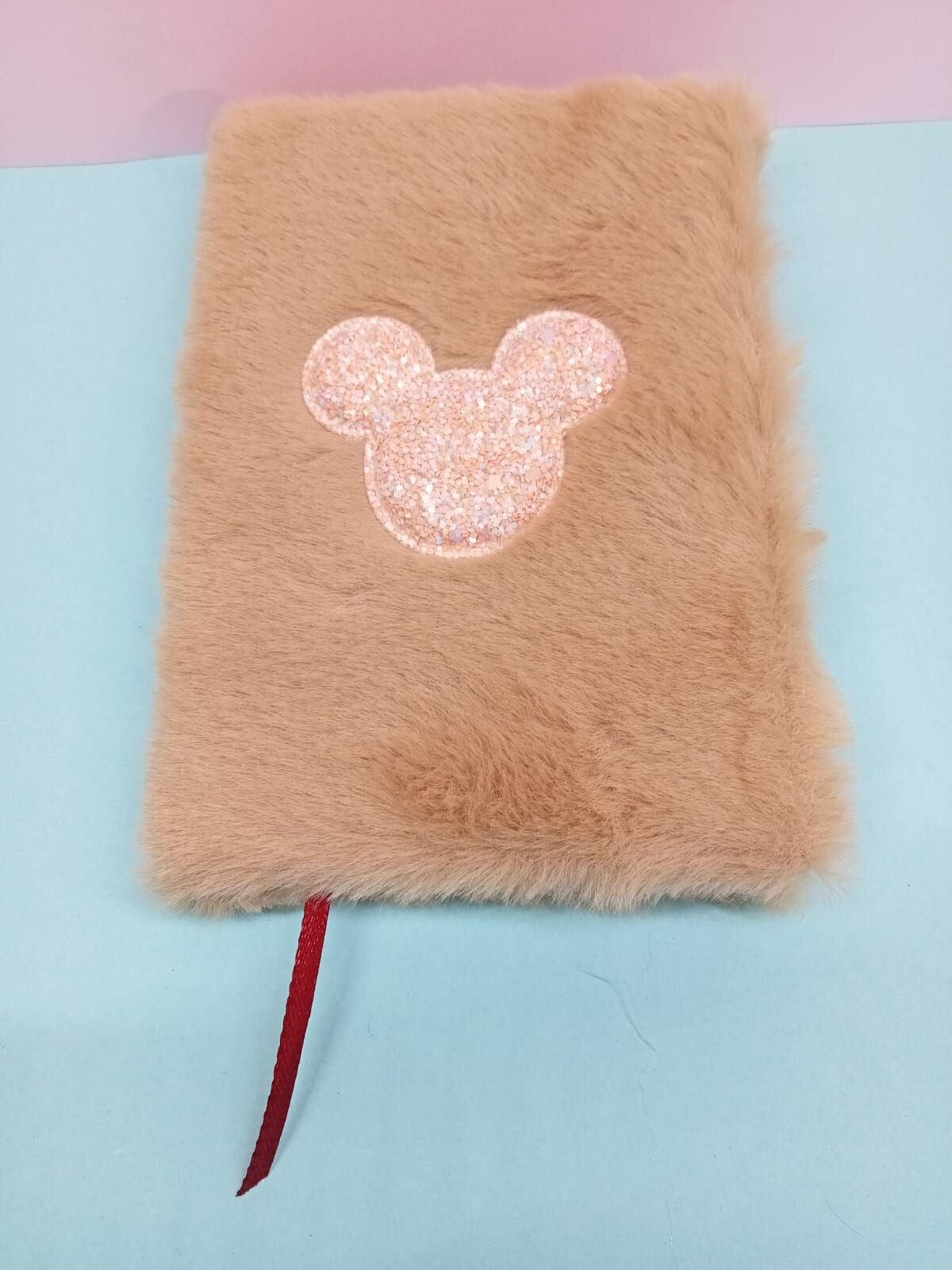 Kahverengi Mickey Mouse Peluş Çizgili Not Defteri