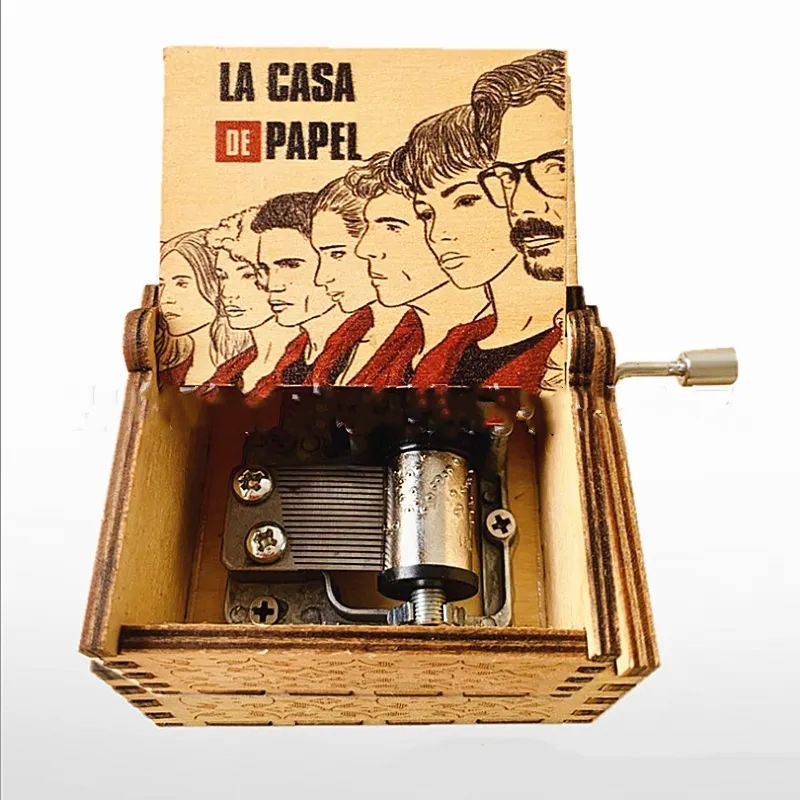 La Casa De Papel Müzik Kutusu Çevirmeli Ahşap İşlemeli Müzik Kutusu