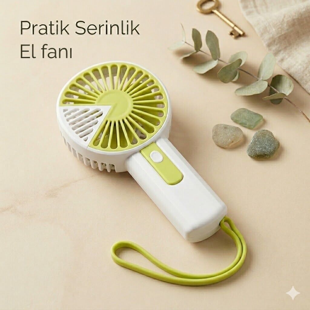 Mini Şarjlı El Vantilatörü USB Taşınabilir Sessiz Fan 3 Kademeli