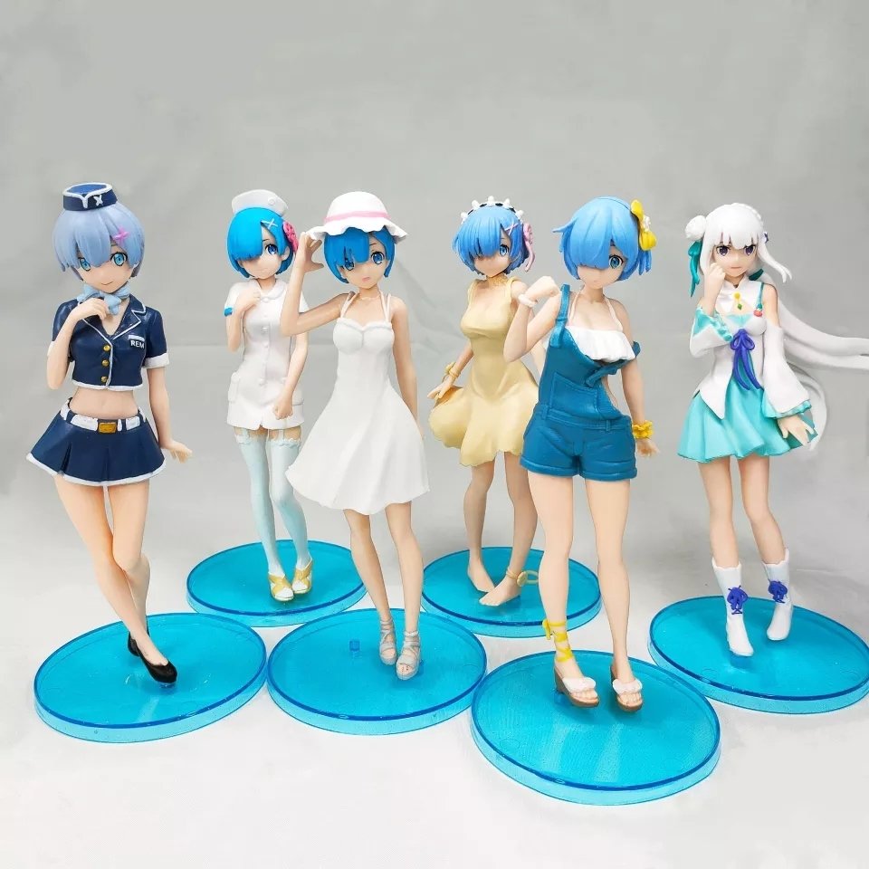 Re:zero Kara Hajimeru Isekai Seikatsu Rem Ram Emilia Anime Figür Seti 6 Adet 17 Cm