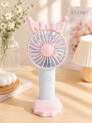 Prenses Taçlı Şarjlı Mini Vantilatör USB Taşınabilir Sessiz El ve Masaüstü Fan Pembe