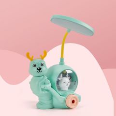 Yeşil Geyik Led Işıklı Çift Foksiyonlu Açacaklı Masa ve Gece Lambası