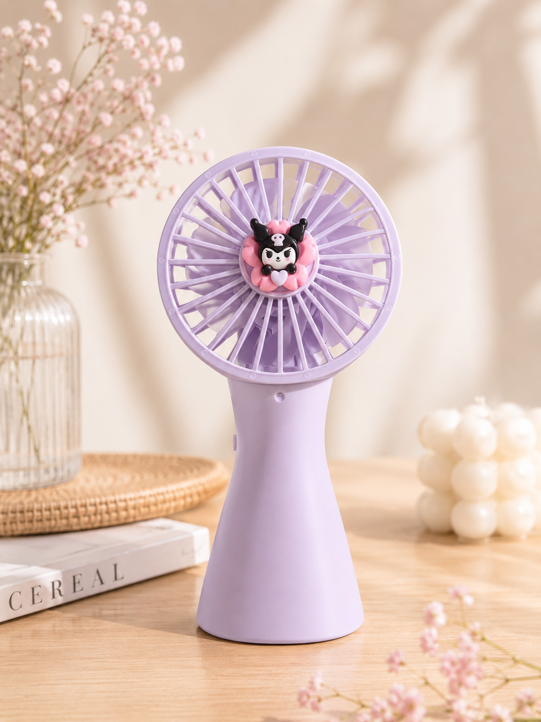 Sanrio Kuromi Lisanslı Şarjlı Mini Vantilatör USB Taşınabilir Sessiz Masaüstü Fan Mor Renk