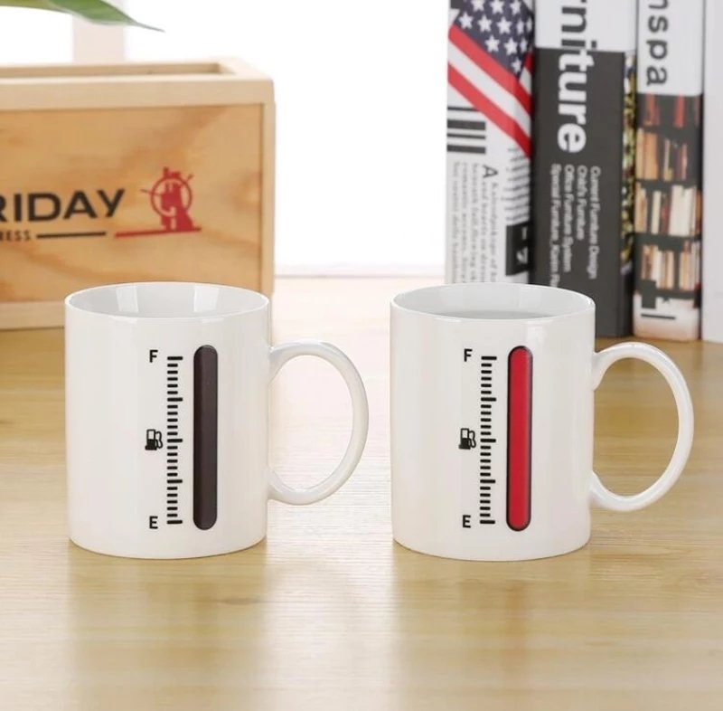 Tankup Benzin Göstergeli Isıya Duyarlı Sihirli Kupa Bardak