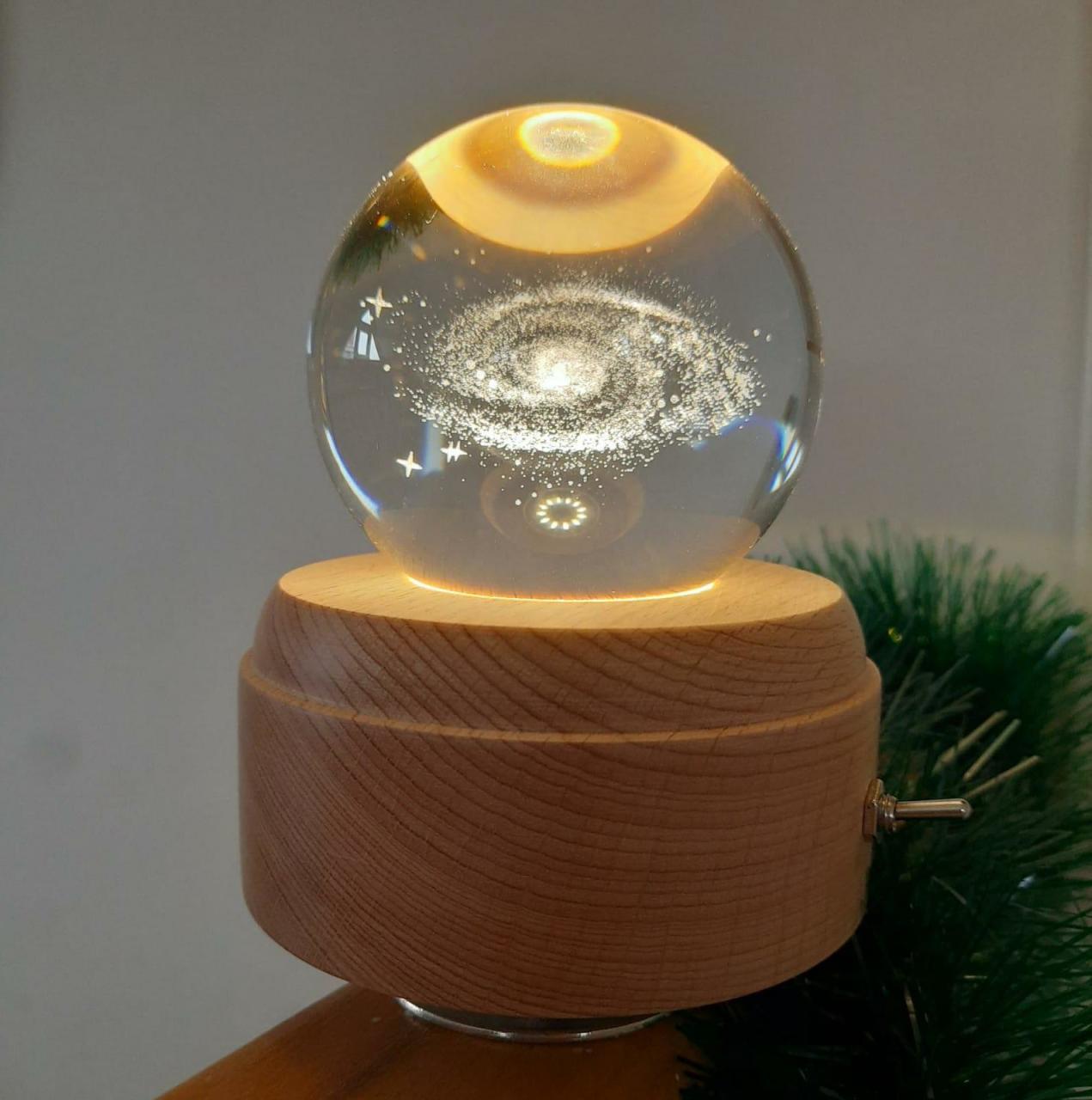 Samanyolu Işıklı Müzikli Şarjlı Dönen Cam Küre Büyük Boy