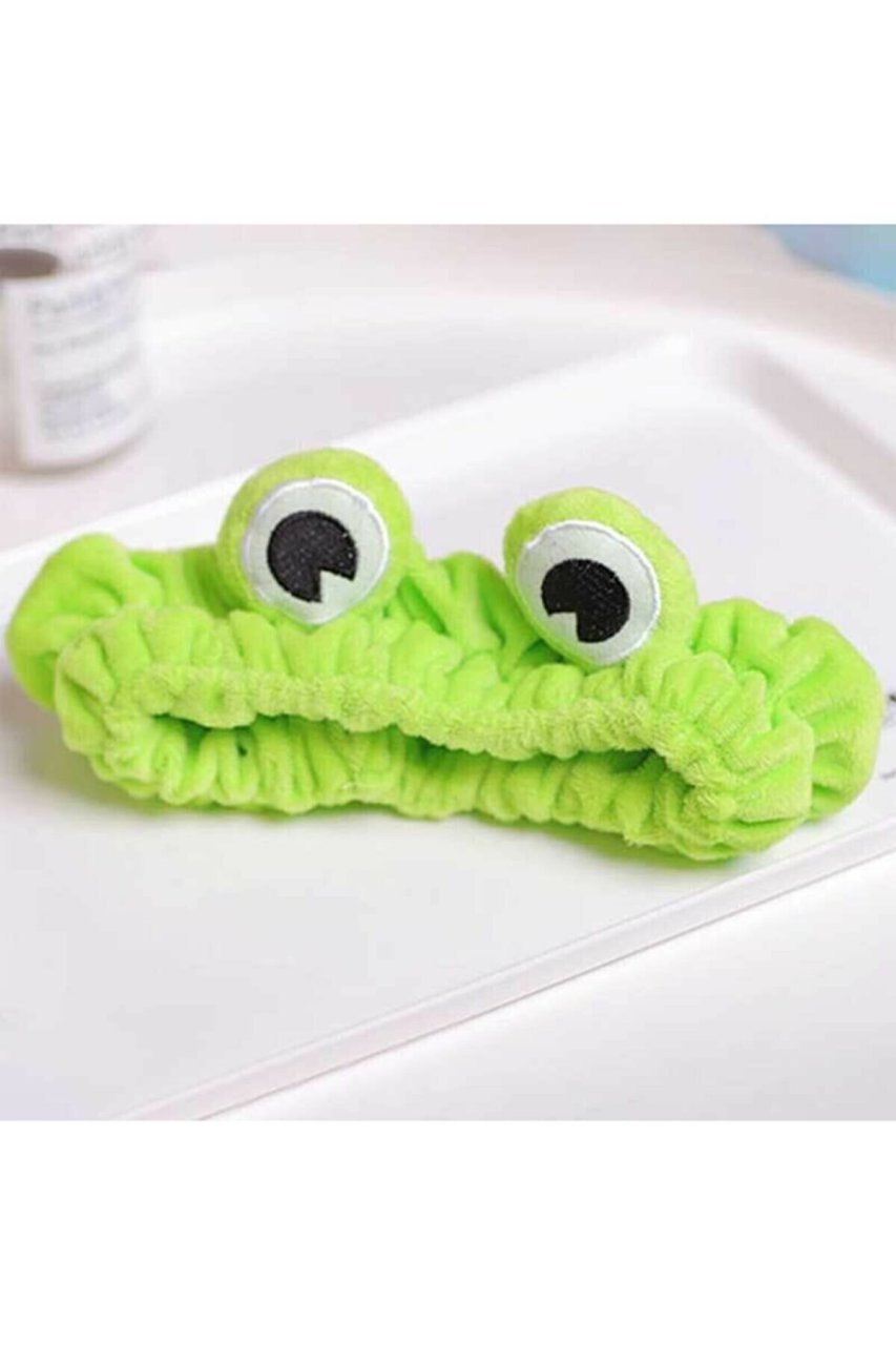 Sevimli Yeşil Kurbağa Saç Bandı Peluş Saç Bandana